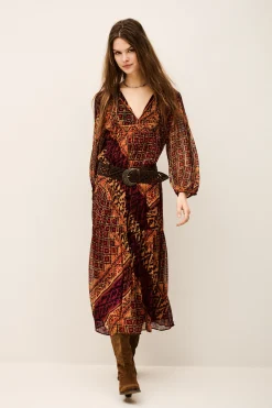 Ba&Sh ORIA vestido midi suelto ROJO Clearance