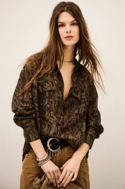 Ba&Sh TAO camisa oversize bohemia VERDE Best