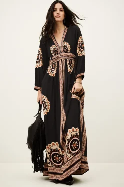 Ba&Sh VERA vestido largo estampado GRIS Discount